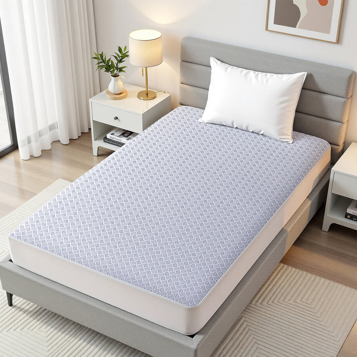 Giselle Cooling Mattress Protector Waterproof Deep Pocket Fitted Cover Single