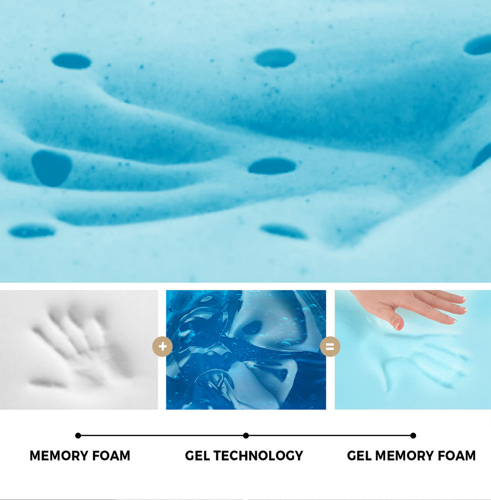 Bedra Memory Foam Mattress Topper Reversible Cool Gel 10cm King Single