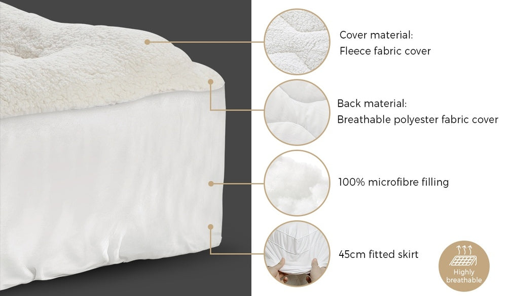Bedra Fleece Mattress Topper Reversible Pillowtop King