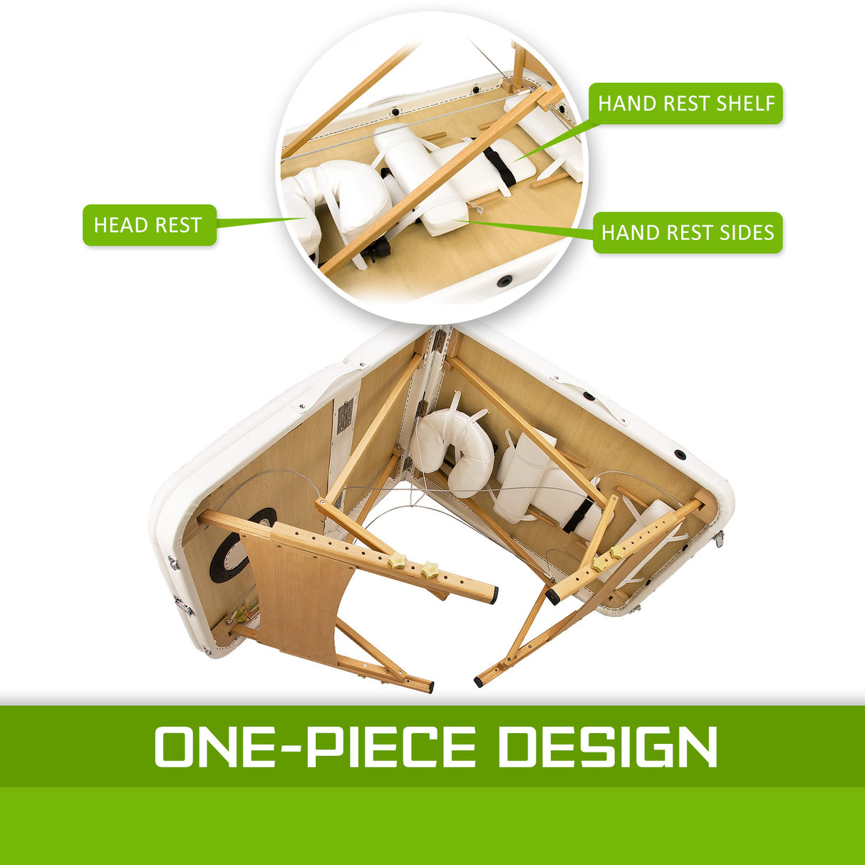 70cm Wooden Portable Massage Table - WHITE