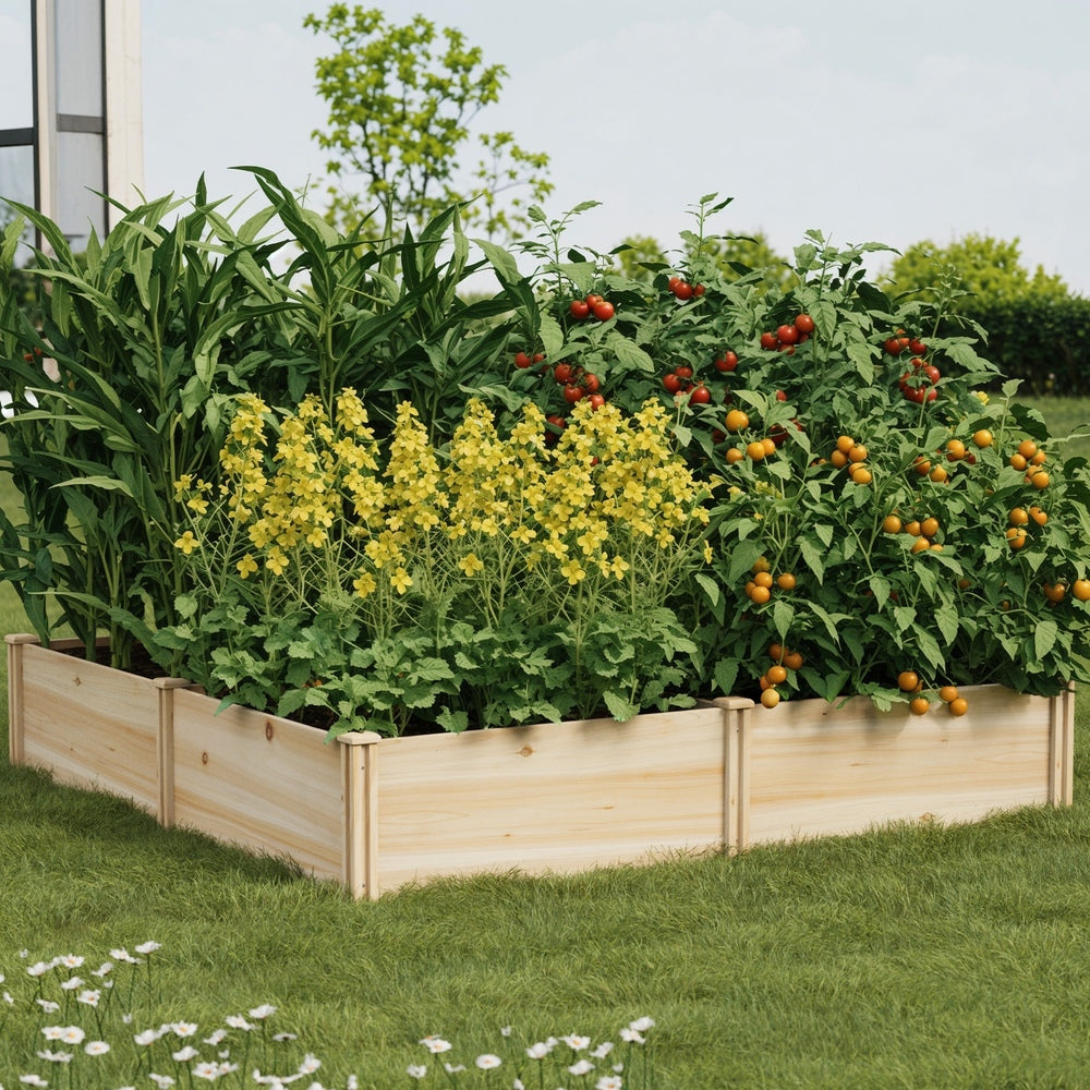 Livsip Garden Bed Set of 4 Raised Wooden Planter 80x80x30cm