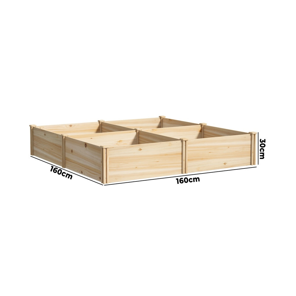 Livsip Garden Bed Set of 4 Raised Wooden Planter 80x80x30cm