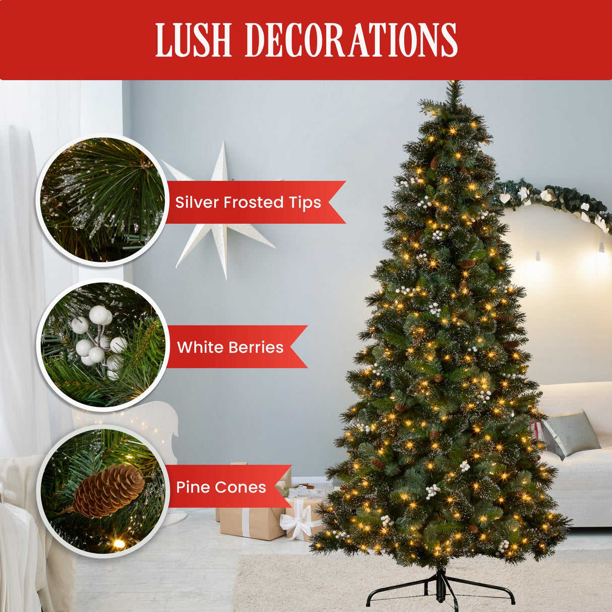 Christabelle 7.5ft Christmas Tree with Twinkle Lights Bryson Pine