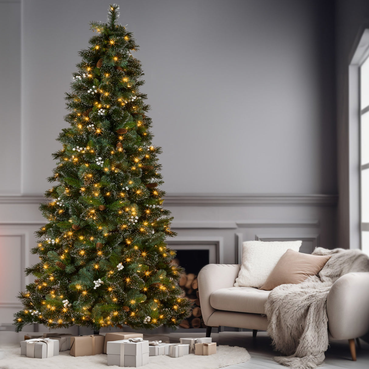 Christabelle 7.5ft Christmas Tree with Twinkle Lights Bryson Pine