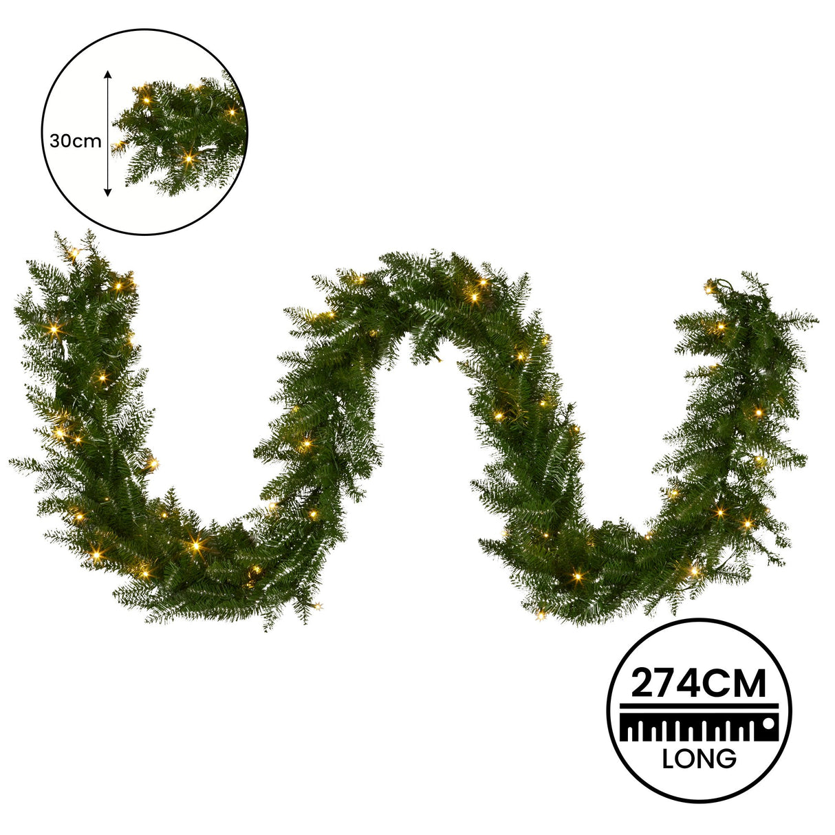 National Tree Company 274cm Pre-lit Christmas Garland - Dunhill Shimmer Fir