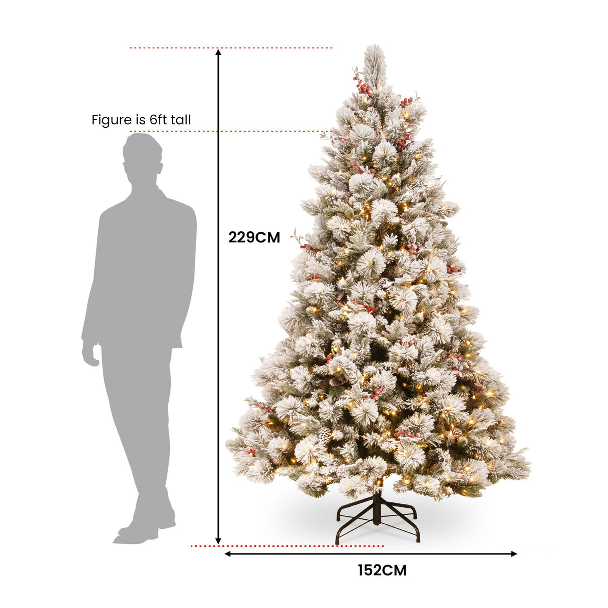 Christabelle 229cm Snowy Bedford Christmas Tree 1012 tips 800 LED Lights