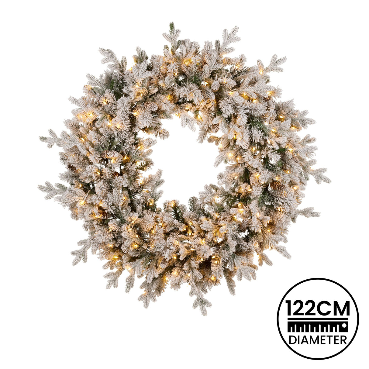 National Tree Company 122cm Snowy Dorchester Pre-Lit Christmas Wreath