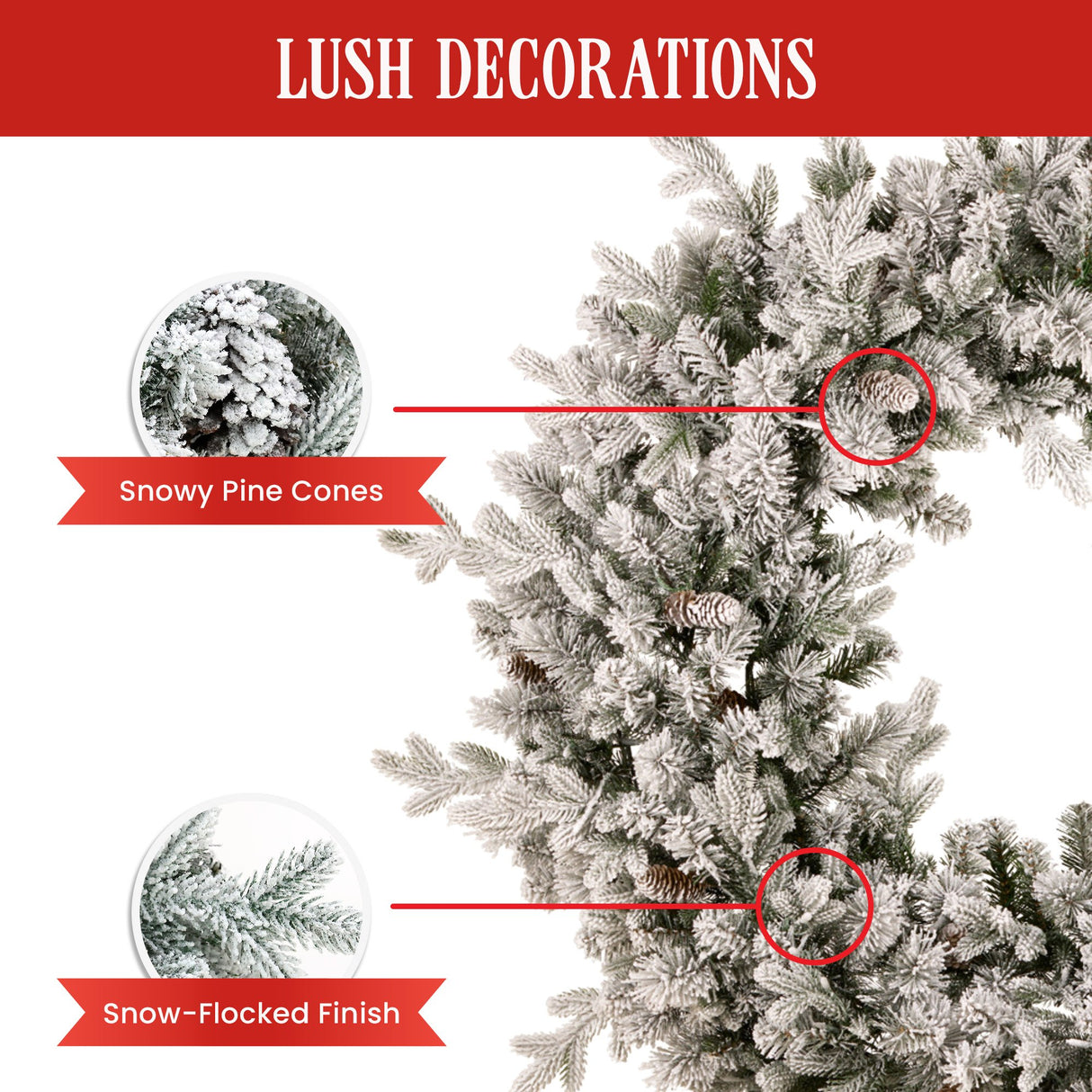 National Tree Company 122cm Snowy Dorchester Pre-Lit Christmas Wreath