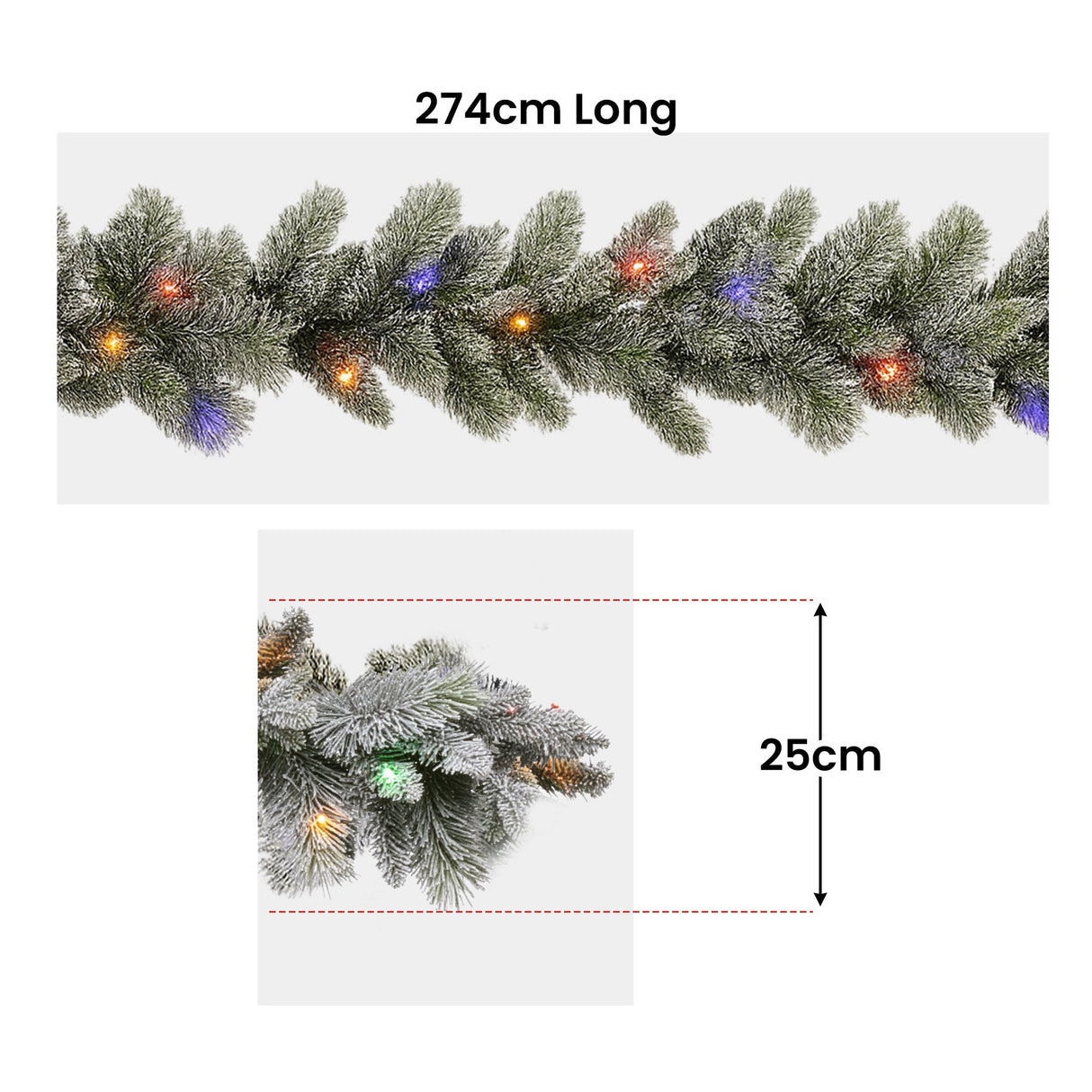 National Tree Company 274cm Pre Lit Snowy Stamford Spruce Battery Operated Christmas Garland w/