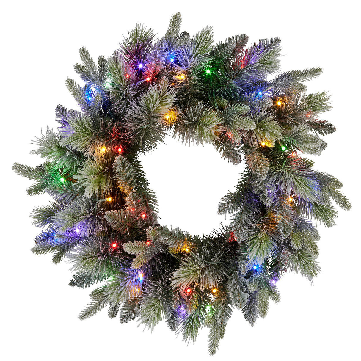 National Tree Company 61cm Pre Lit Snowy Stamford Spruce Battery Operated Christmas Wreath w/L