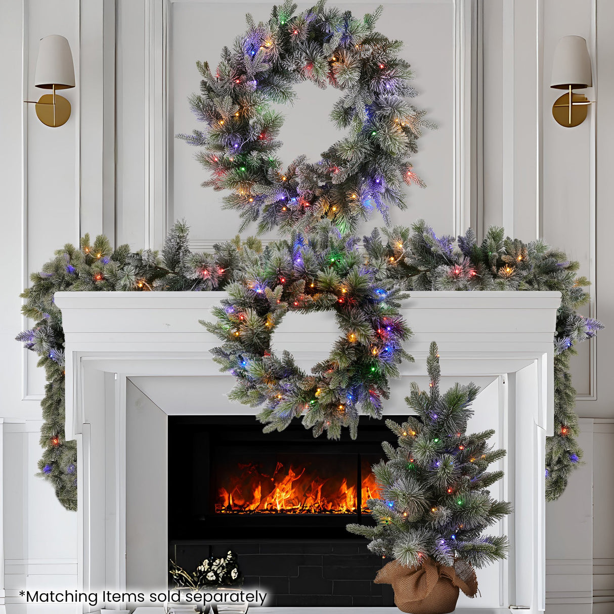 National Tree Company 76cm Pre Lit Snowy Stamford Spruce Battery Operated Christmas Wreath w/LE