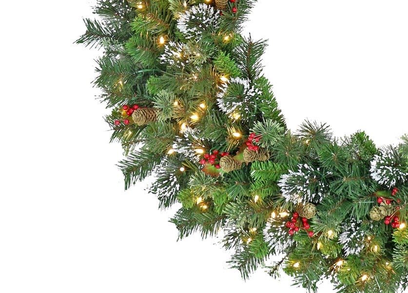 Christmas Display Wreath with Lights- 122cm Wintry Pine