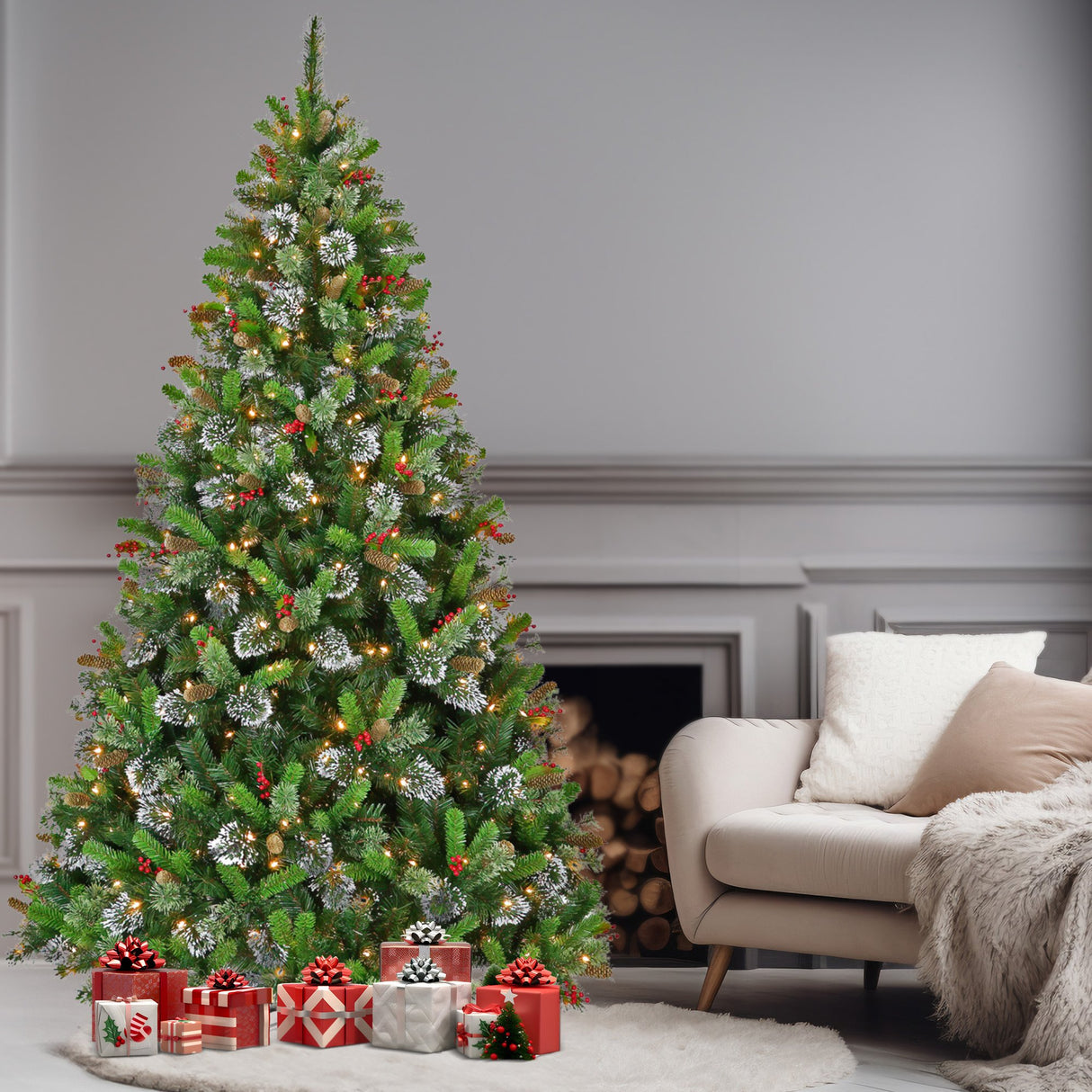 Christabelle 7.5ft Christmas Tree with Twinkle Lights - Wintry Pine