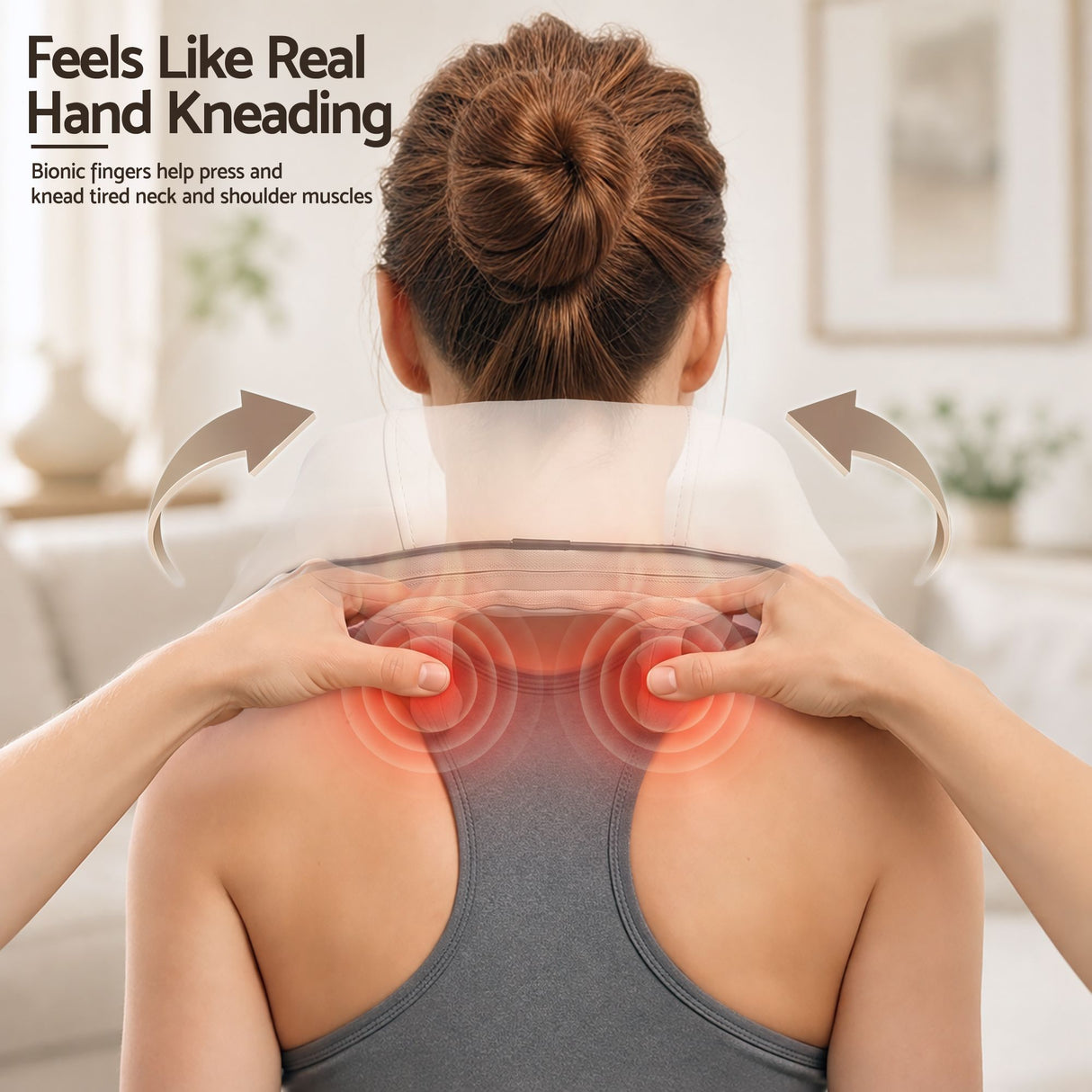 Livemor Neck Massager with Heat Pillow Shiatsu Shoulder Back Massager Pain Relief Tissue Kneading