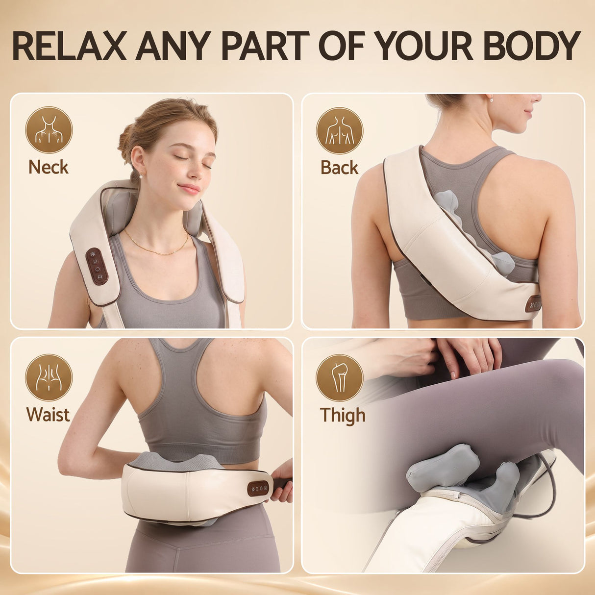 Livemor Neck Massager with Heat Pillow Shiatsu Shoulder Back Massager Pain Relief Tissue Kneading