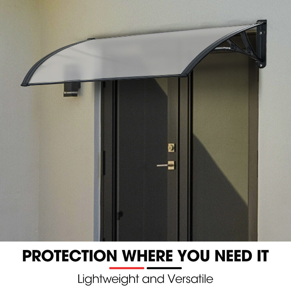 SHADE SHIELD 1x1m Exterior Awning, Black DIY External UV Rain Protection Clear Polycarbonate Canopy Cover