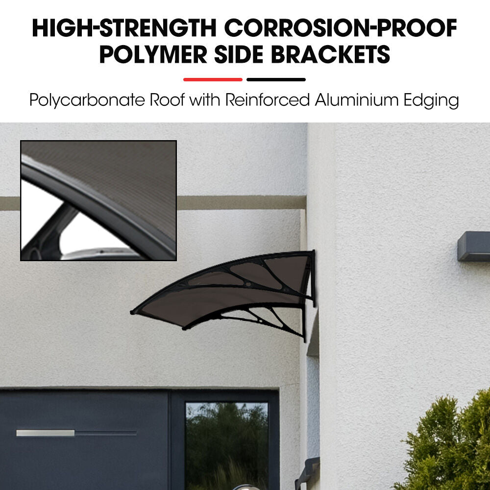 SHADE SHIELD 1x1m Exterior Awning, Black DIY External UV Rain Protection Grey Tinted Polycarbonate Canopy Cover
