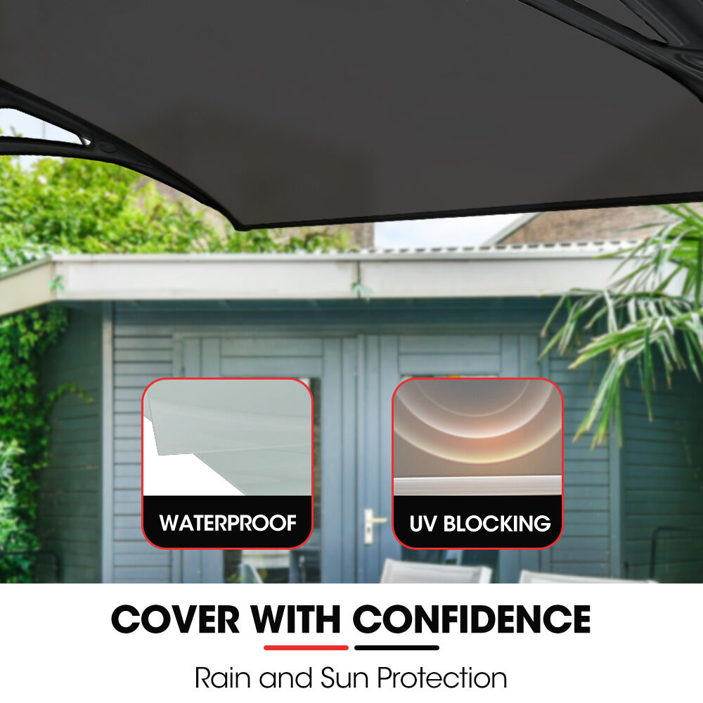 SHADE SHIELD 3x1m Exterior Awning, Black DIY External UV Rain Protection Grey Tinted Polycarbonate Canopy Cover