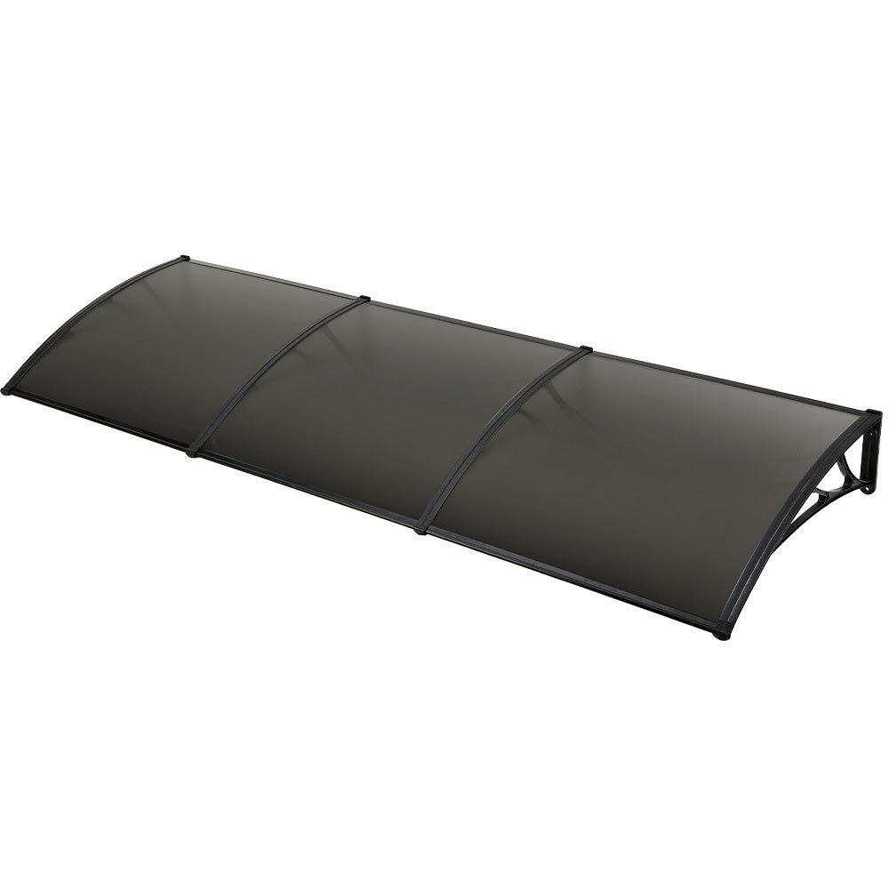 SHADE SHIELD 3x1m Exterior Awning, Black DIY External UV Rain Protection Grey Tinted Polycarbonate Canopy Cover