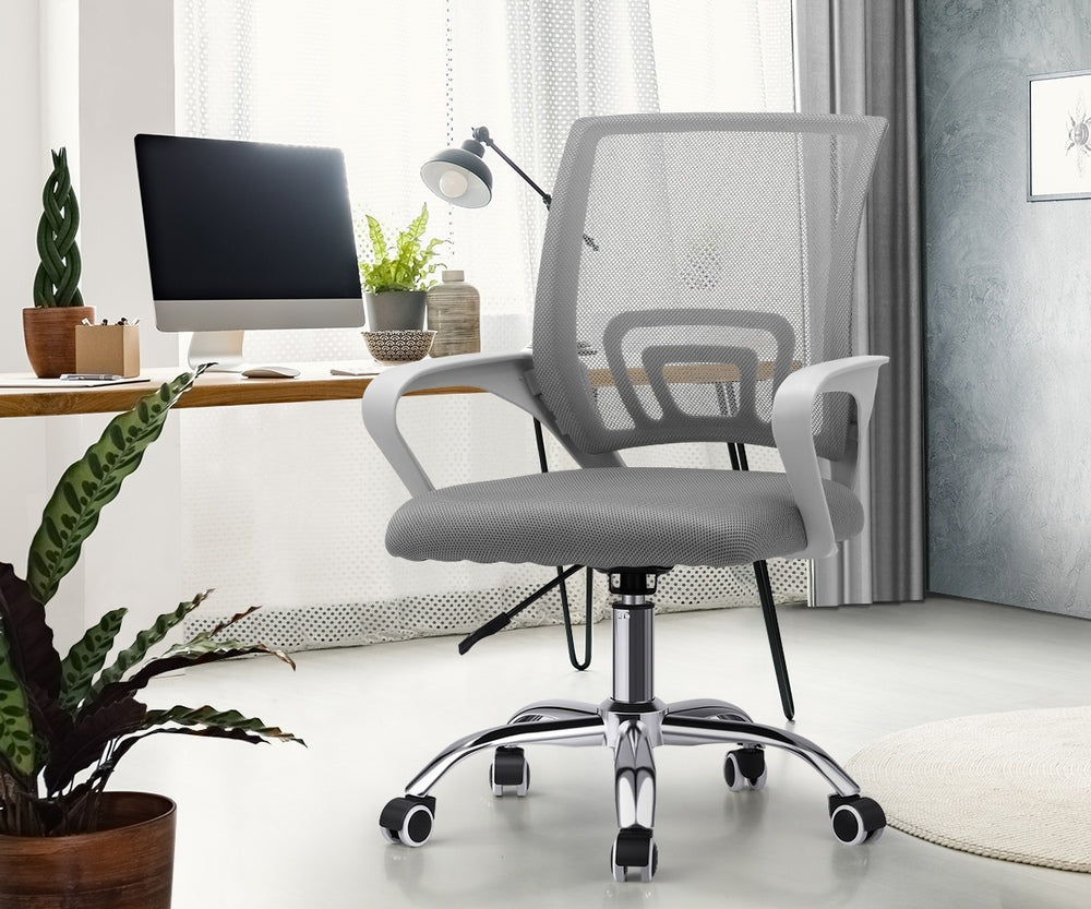 Oikiture Mesh Office Chair Foam Seat White