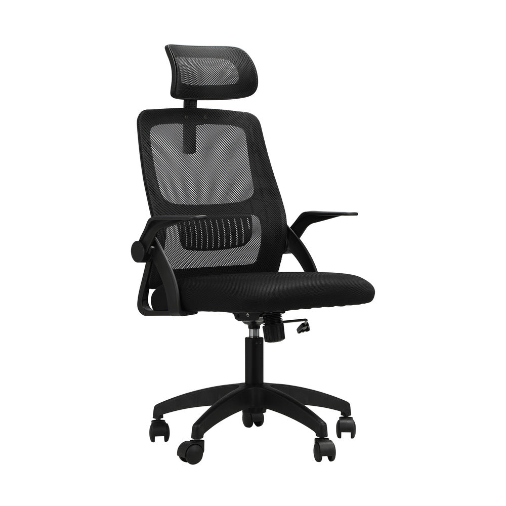 Oikiture Office Chair with Mesh Headrest Backrest Black