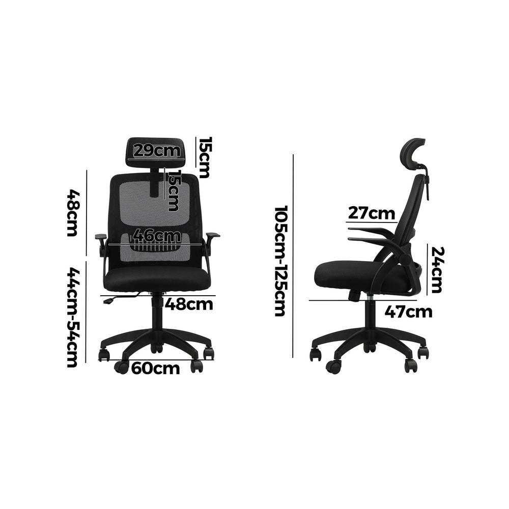 Oikiture Office Chair with Mesh Headrest Backrest Black