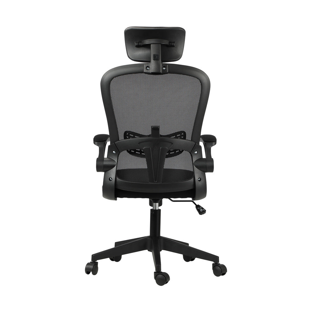 Oikiture Office Chair with Mesh Padding Headrest Armrest Black