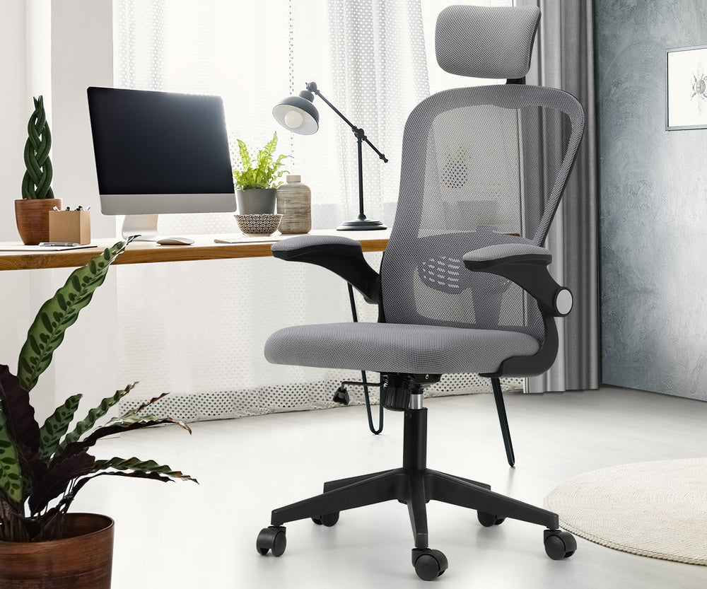 Oikiture Mesh Office Chair Executive Seat Racing Tilt BK&GY