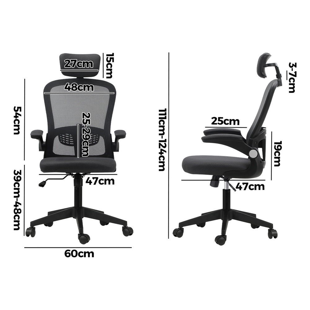 Oikiture Mesh Office Chair Executive Seat Racing Tilt DGY&BK