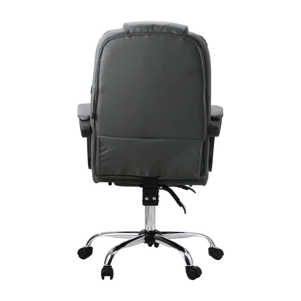 Oikiture Massage Office Chair PU Leather with Footrest Grey