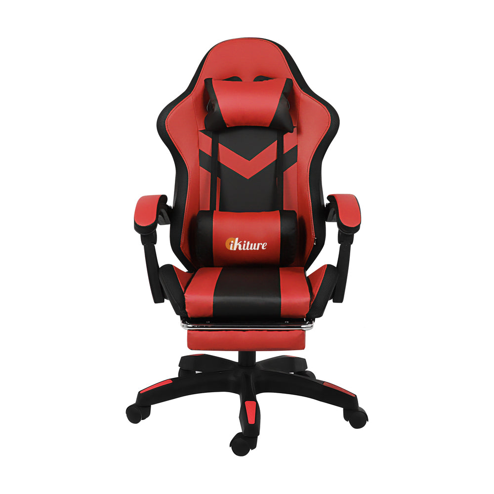 Oikiture Racing Gaming Chair 7 RGB LED 8 Points Massage Black&Red