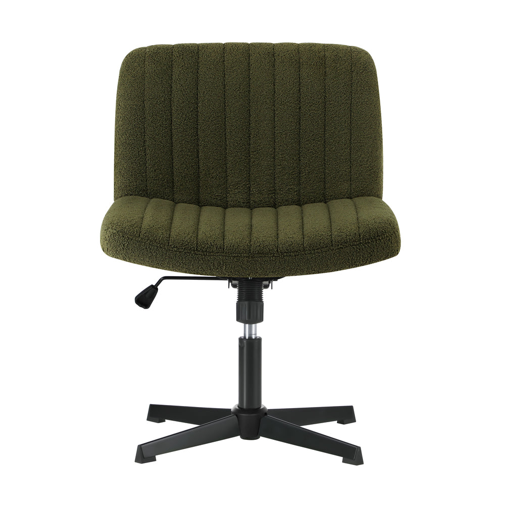 Oikiture Mid Back Armless Office Chair Wide Seat Sherpa Green
