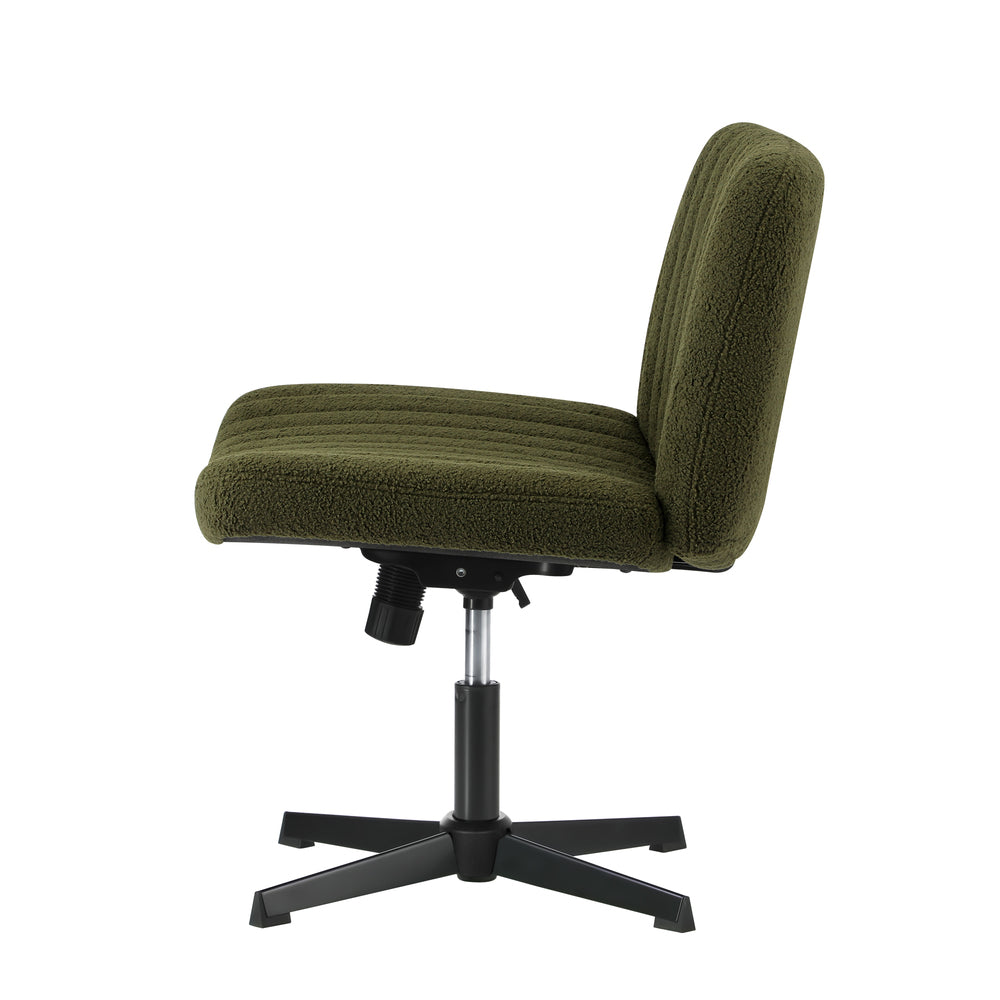 Oikiture Mid Back Armless Office Chair Wide Seat Sherpa Green