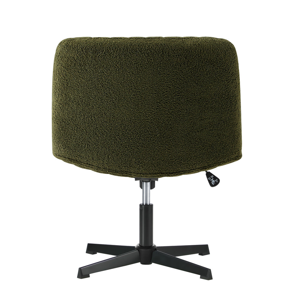 Oikiture Mid Back Armless Office Chair Wide Seat Sherpa Green