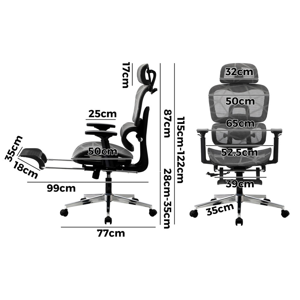 Oikiture Ergonomic Office Chair Mesh Executive Seat BK&GY