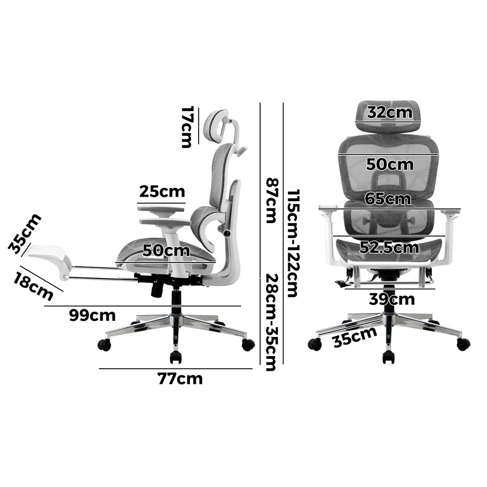 Oikiture Ergonomic Office Chair Mesh Executive Seat WH&GY