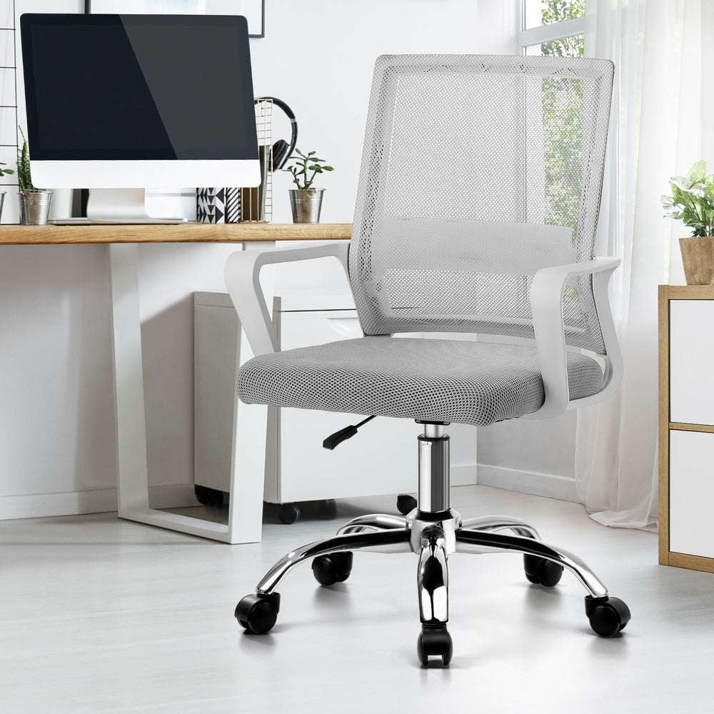 Oikiture Mesh Office Chair Executive Computer Seat White