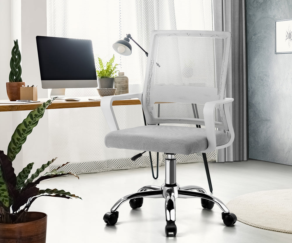 Oikiture Mesh Office Chair Executive Computer Seat White