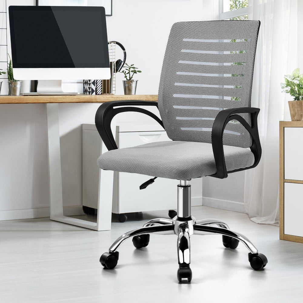 Oikiture Mesh Office Chair Breathable Backrest Black & Grey