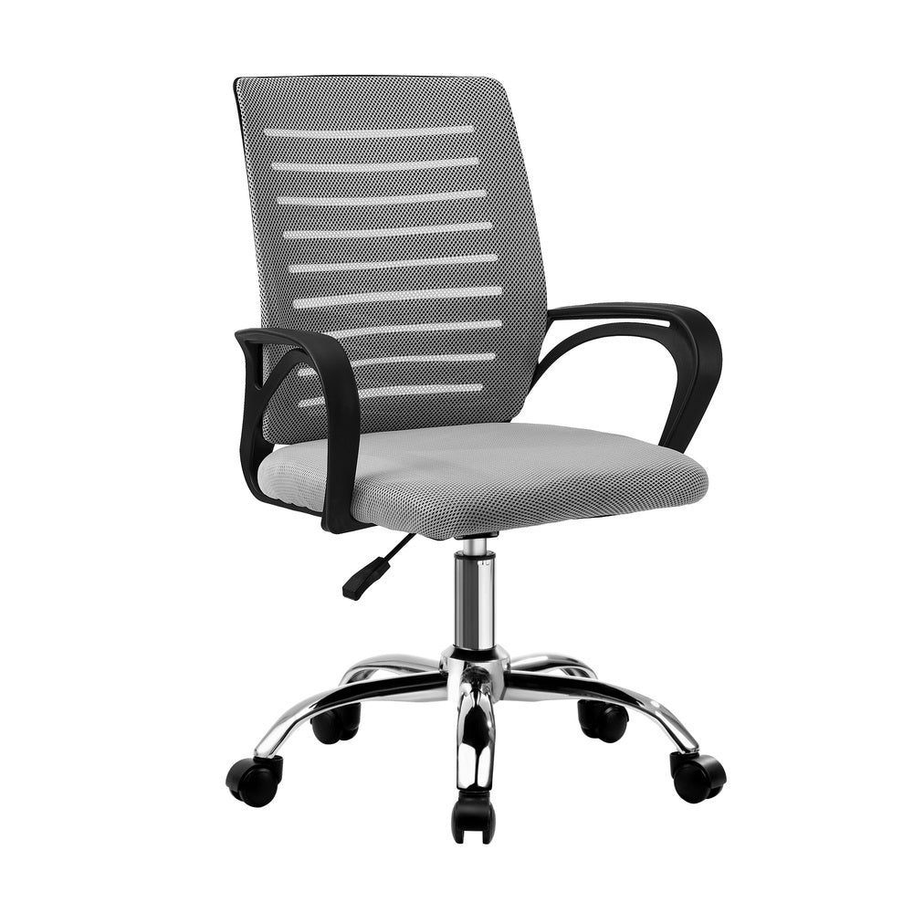 Oikiture Mesh Office Chair Breathable Backrest Black & Grey