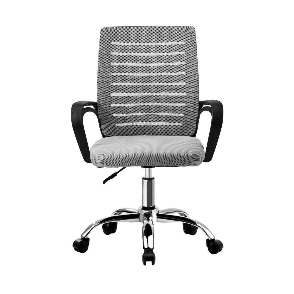 Oikiture Mesh Office Chair Breathable Backrest Black & Grey
