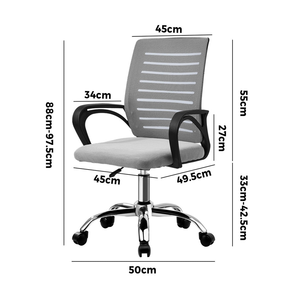 Oikiture Mesh Office Chair Breathable Backrest Black & Grey