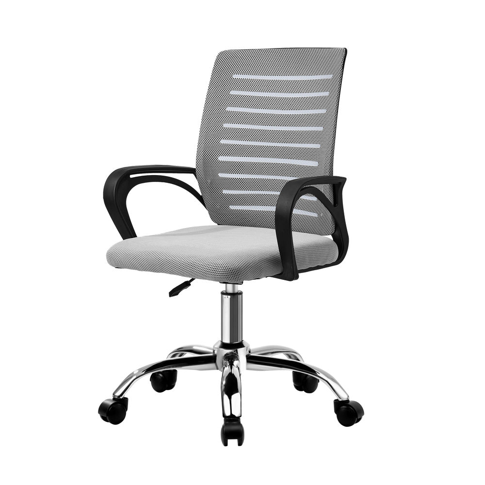 Oikiture Mesh Office Chair Breathable Backrest Black & Grey