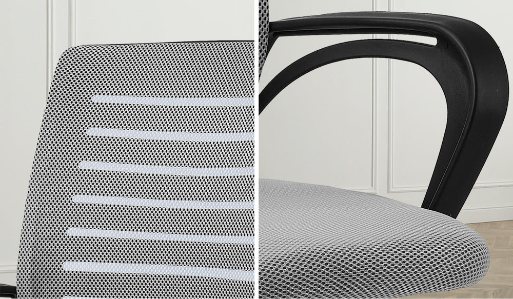 Oikiture Mesh Office Chair Breathable Backrest Black & Grey