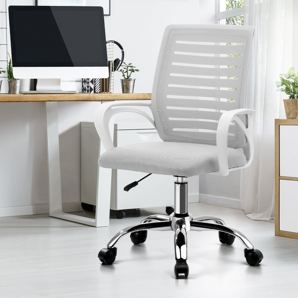 Oikiture Mesh Office Chair Breathable Backrest White