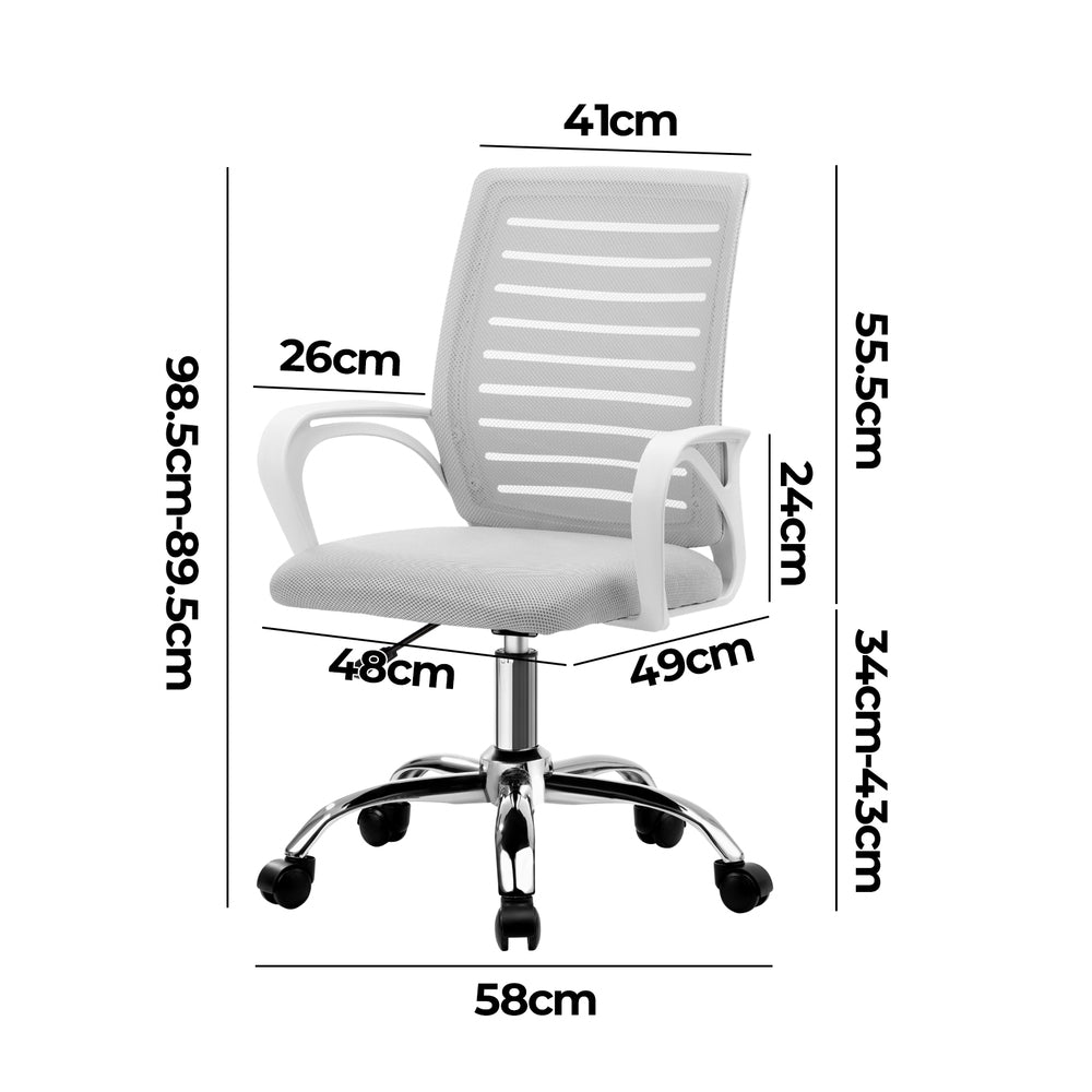 Oikiture Mesh Office Chair Breathable Backrest White