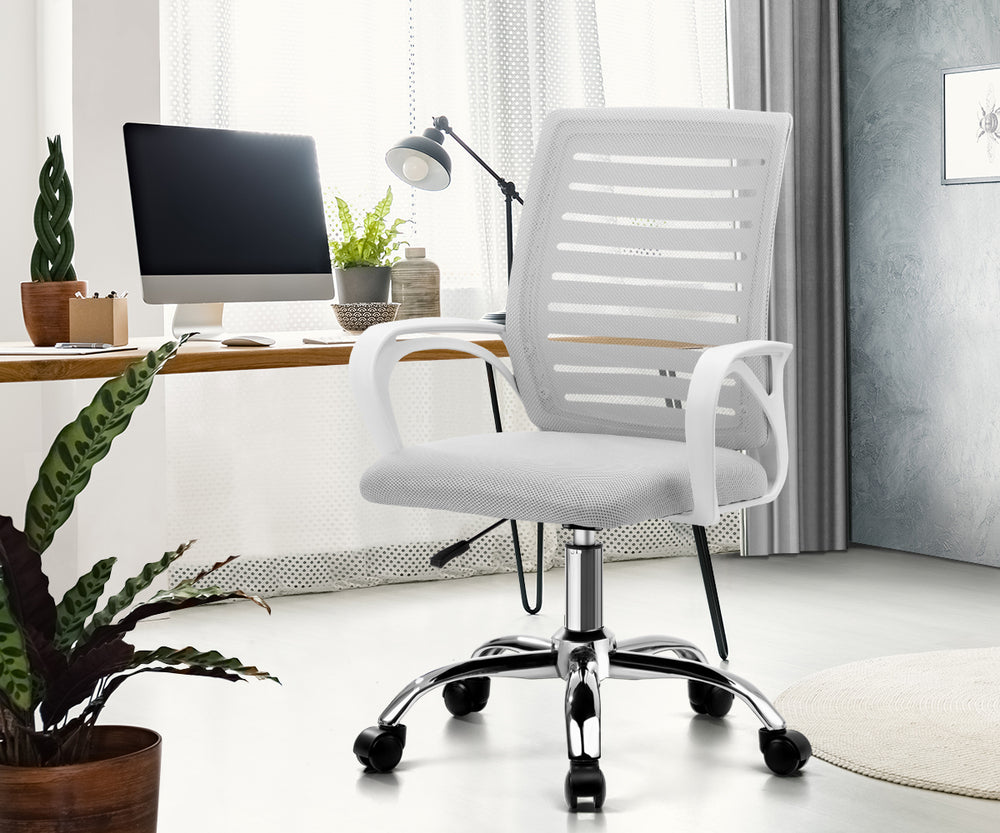 Oikiture Mesh Office Chair Breathable Backrest White