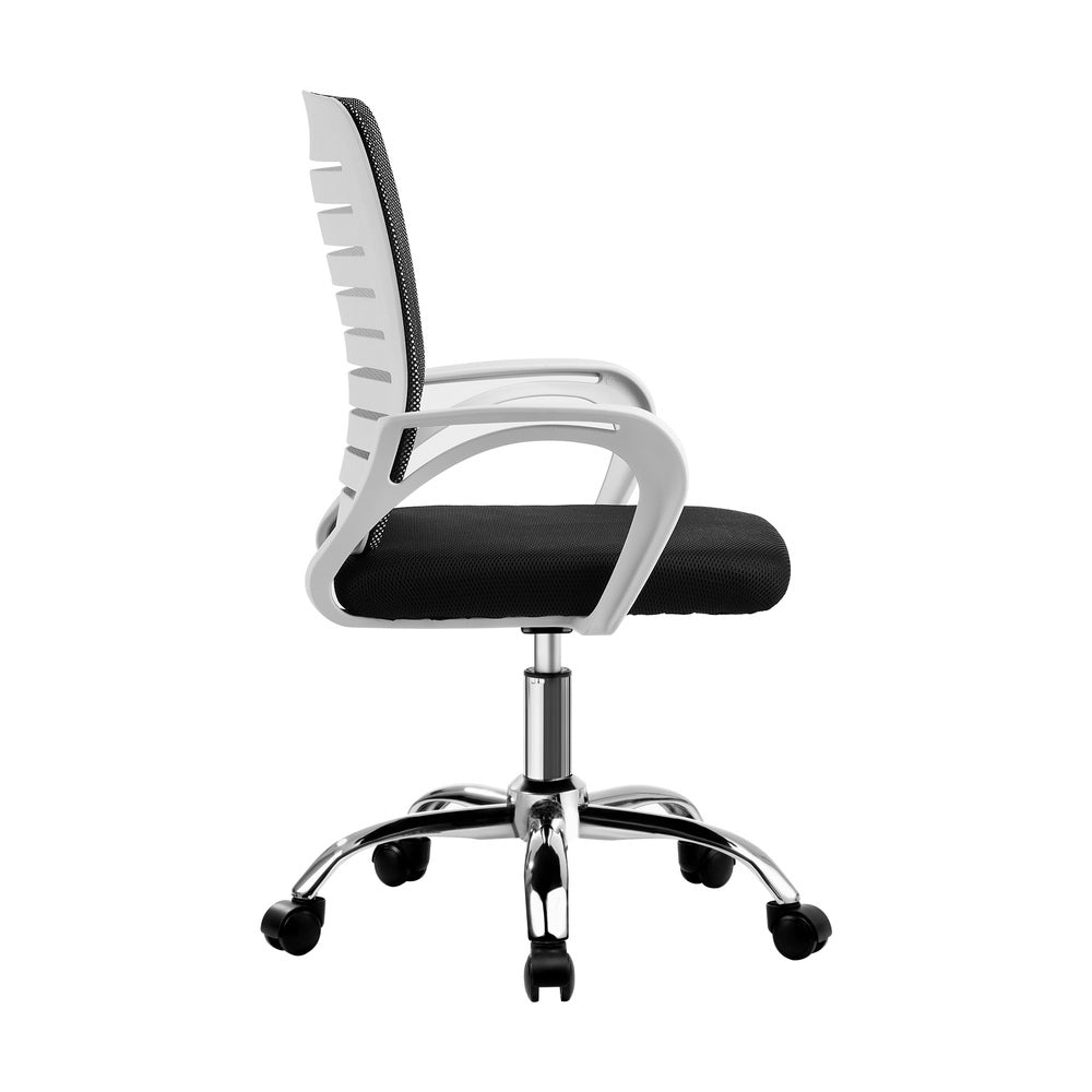 Oikiture Mesh Office Chair Breathable Backrest White & Black