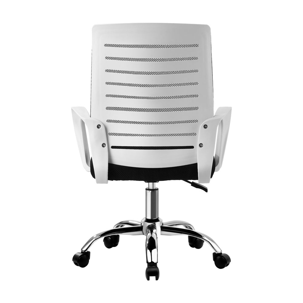 Oikiture Mesh Office Chair Breathable Backrest White & Black