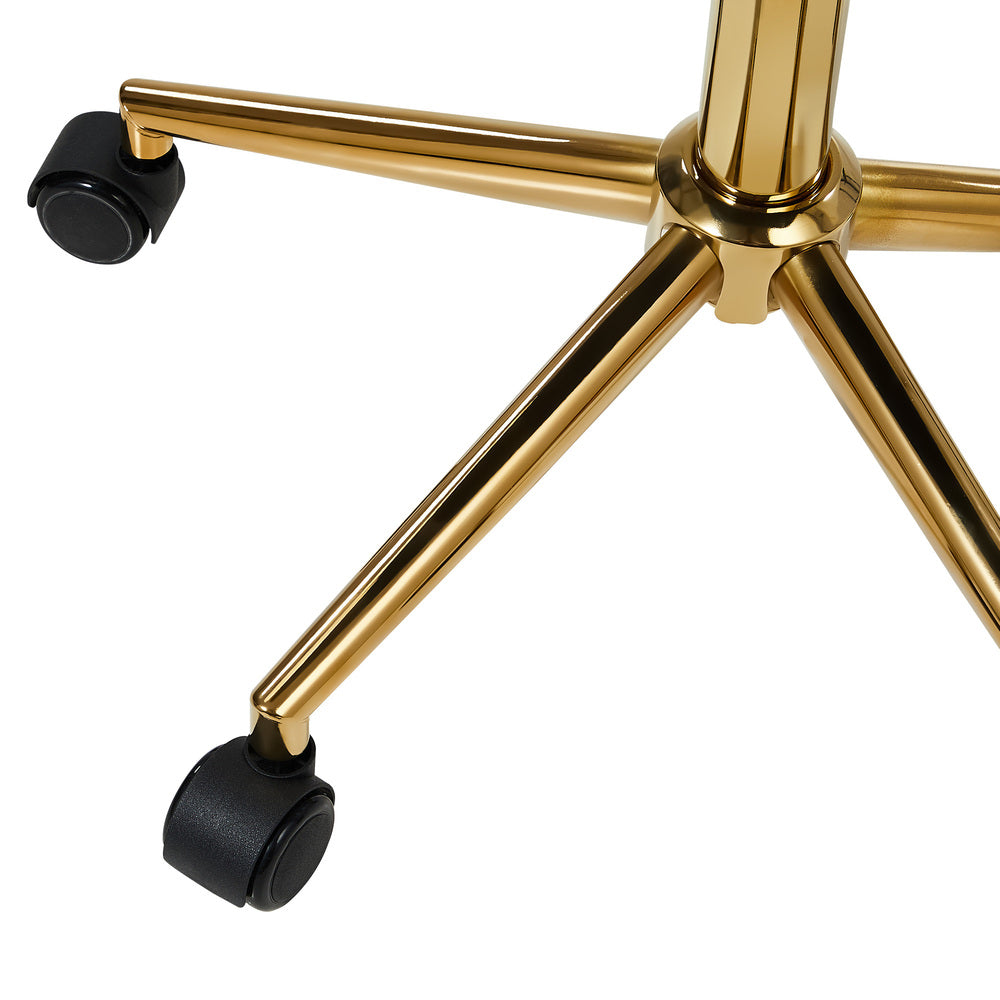 Oikiture High Back Hollow Armless Office Chair Boucle Green&Gold